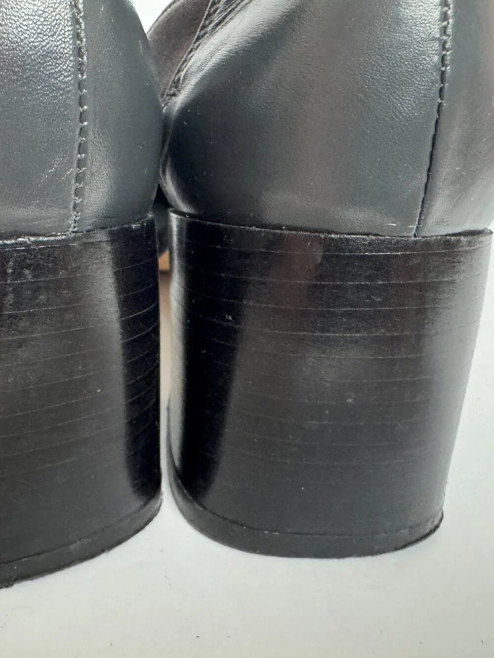 Elegant Vintage 90s Massimo Square Toe Block Heel Cut Leather Stretchy Like NEW